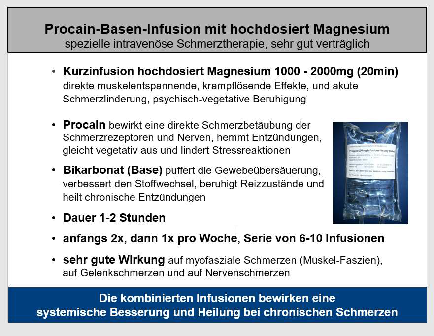 Procain Basen Infusionen hochdosiert mit Magnesiuminfusionen 